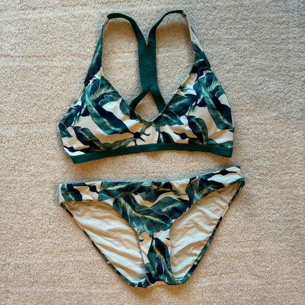 Patagonia Monsoon Two Piece Bikini Set Medium Leaves Botanical Hipster